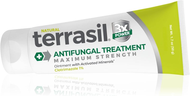 Terrasil كريم كلوتريمازول المضاد للفطريات، تخفيف لعدوى الخميرة الفطرية، حكة الفخذ، قدم الرياضي، السعفة للرجال والنساء، علاج مثبت سريرياً لفطريات الجلد. مؤهل لـ FSA-HSA (1.7 أونصة) - Image 1